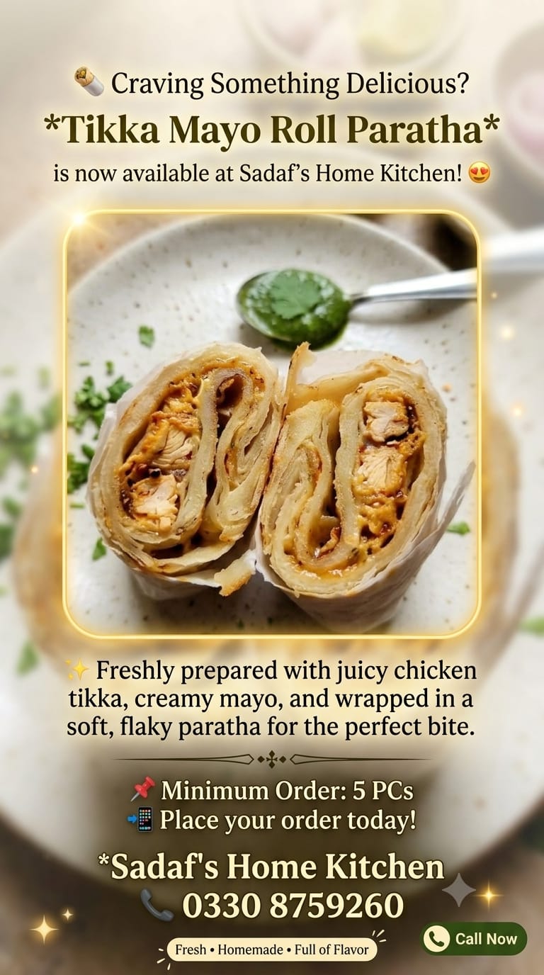 Photo for Juicy chicken tikka wrapped in hot paratha with cool mayo, o