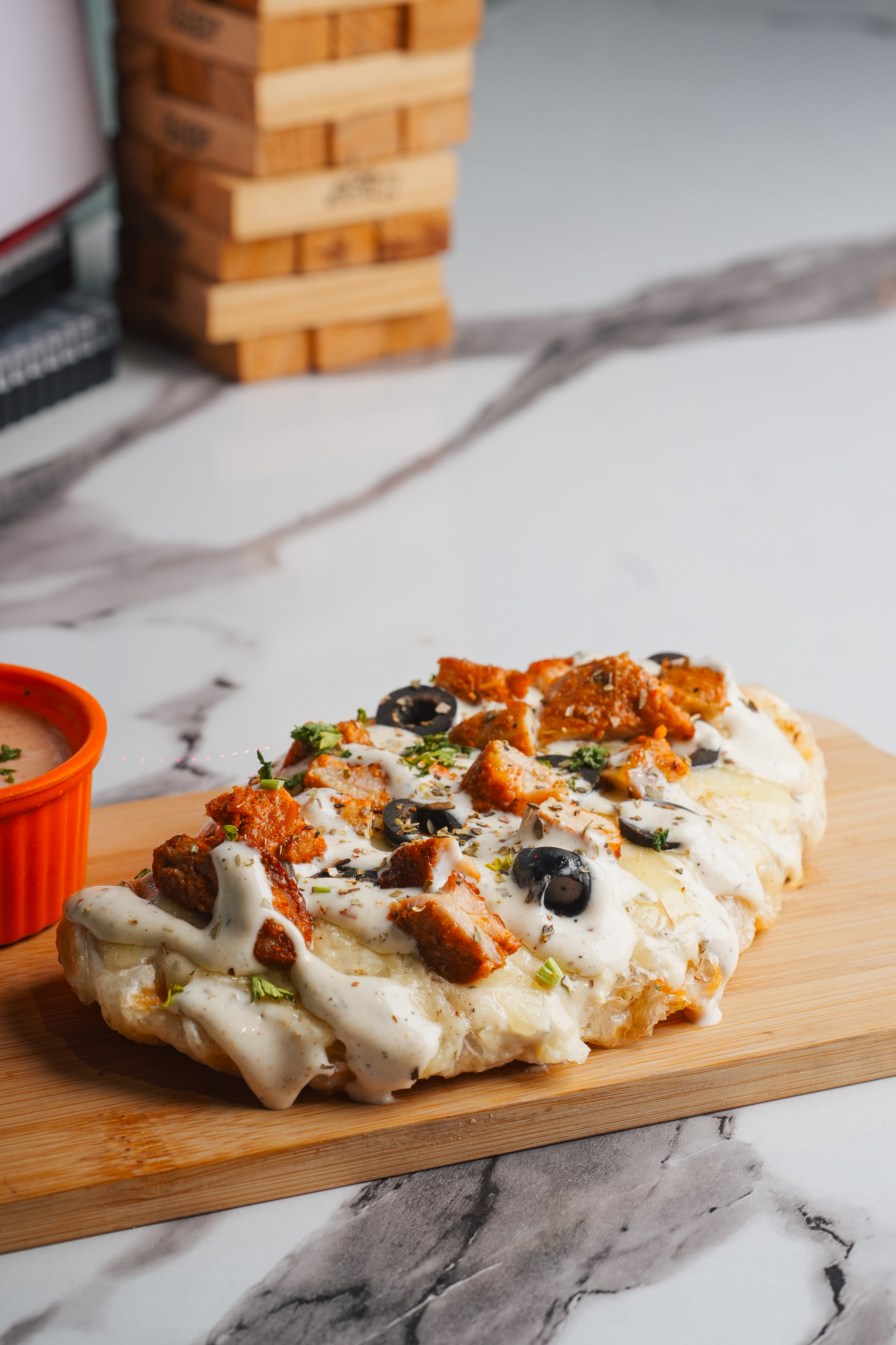 Photo for Crispy waffle layers loaded with ranch sauce, chicken, jalap